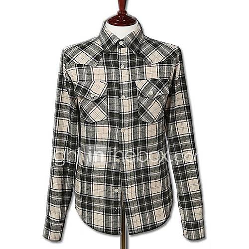 Mens Check Slim Long Sleeve Shirt