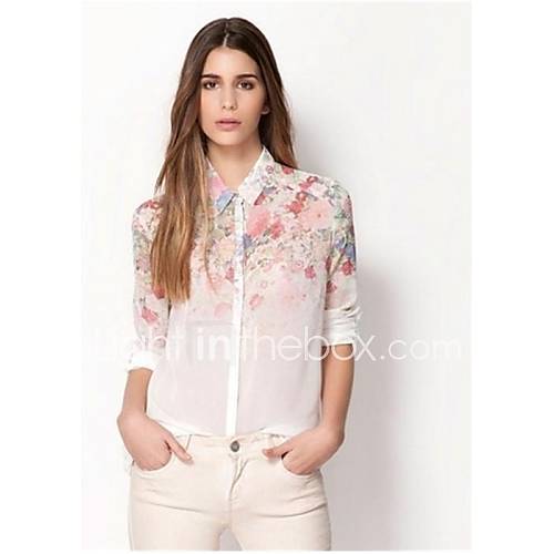 Womens Floral Print Chiffon Shirt