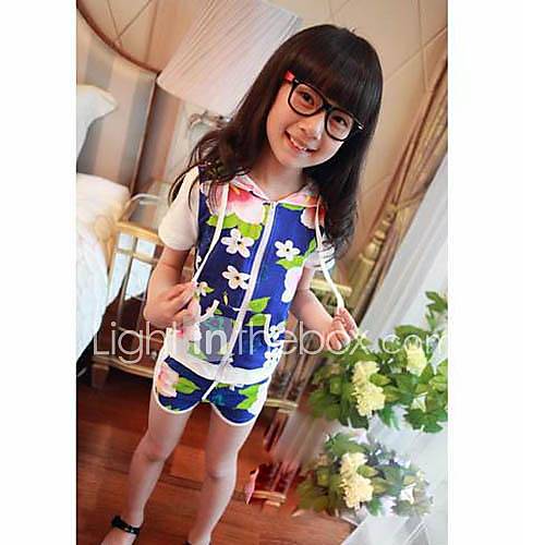 Girls Two Pieces Sets Lovely Floral Print Sports Set Fashion Clothing Set