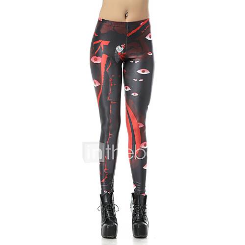 Elonbo Womens Digital Printing Coloured Drawing or Pattern Red Eyes Style Tight Leggings