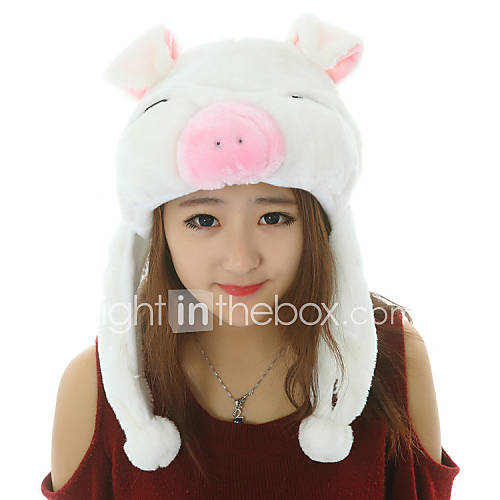 Unisex Adorable White Pig Warm Fuzzy Kigurumi Aminal Beanie