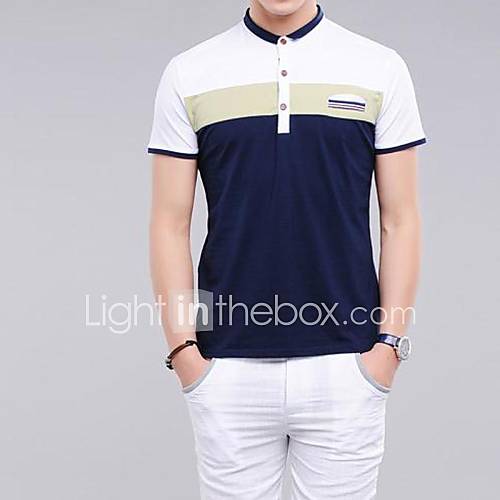 Mens Contrast Color Short Sleeve Polo