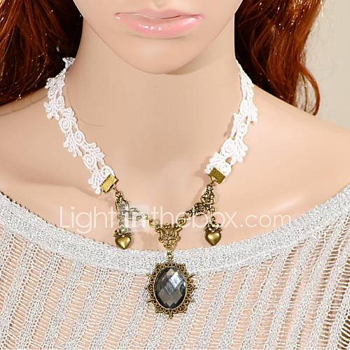 Elonbo Silver Gems Style Vintage Gothic Lolita Collar Choker Pendant Necklace Jewelry