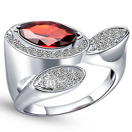 Fashionable Sliver With Cubic Zirconia Round Womens Ring(Red,Purple,Blue)(1 Pc)