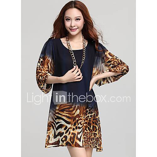 Meitiantian Leopard Loose Fit Chiffon Maxi Dress