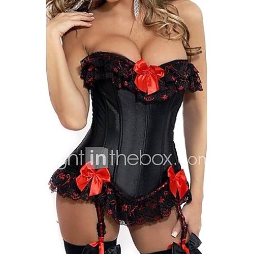 Satin Plastic Boning Corset Shapewear With T strap