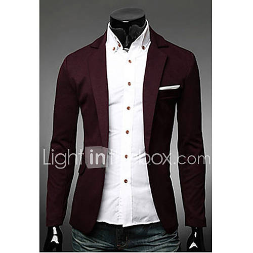 Chaolfs Mens Leisure One Button Solid Color Suit(Wine)