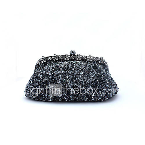 Kaunis WomenS Fashion Diamond Beaded Evening Bag(Gray)