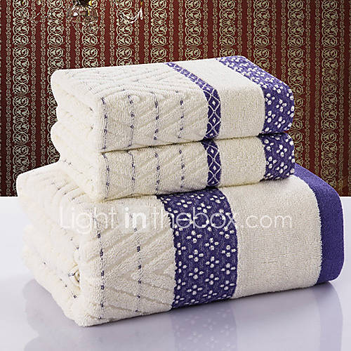 Siweidi Fashion Cotton Rhombus Pattern Towel Set(Navy Blue)