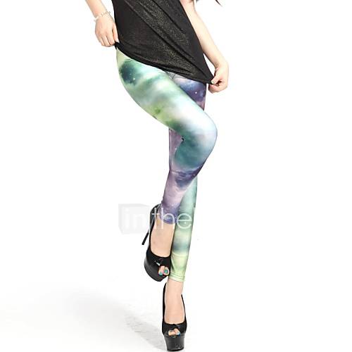 Elonbo Apple Green Star Style Digital Painting Tight Women Leggings