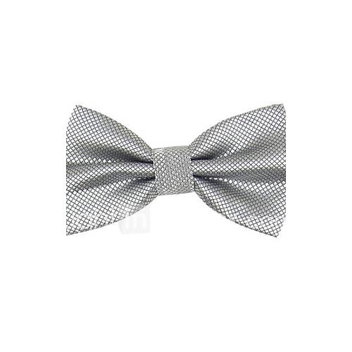 Mens Fashion Solid Colour Light Grey Bowtie