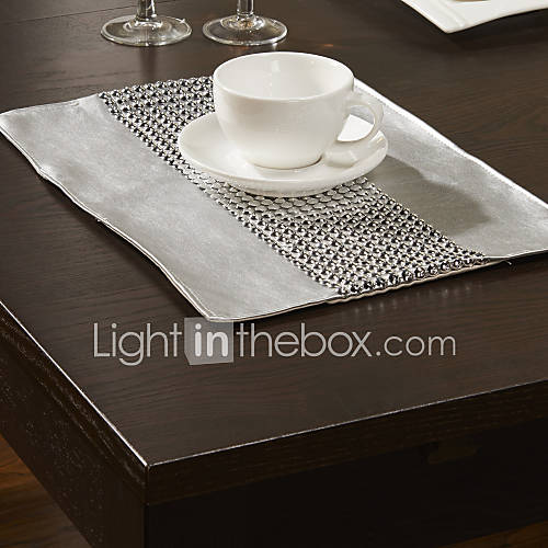 Set of 4 Silver Bead Embellished Placemats