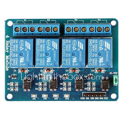 4 Lines 12 V Relay Module Black and White