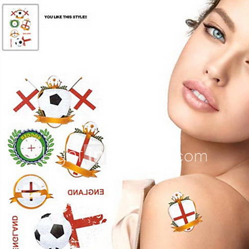 2PCS Butterfly Pattern England World Cup Waterproof Tattoo Body Temporary Glitter Stickers