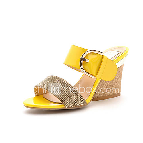 MLKL Sleeve Diamond Slope With Roman Sandals Toe Sandals Yellow High Heeled Shoes 9989 1