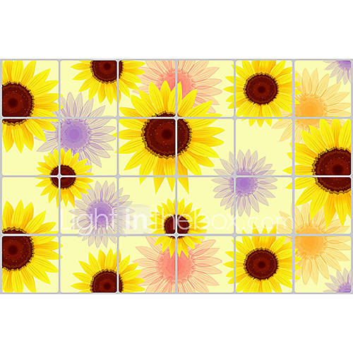 Floral Sunflowers Aluminum Foil Waterproof High Temperature Resistant Wall Stickers