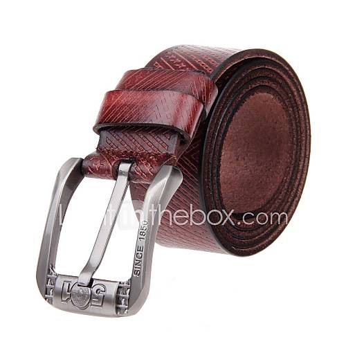 Fashion Mens Cow Split Leather Zinc Alloy Pin Buckle Belt