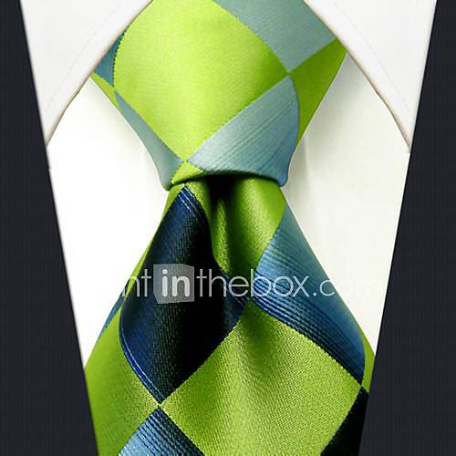 Mens Casual Multicolor Check Pattern Silk Necktie