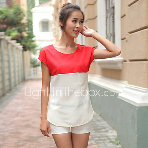 LCL Casual Joint Short Sleeve Chiffon Shirt(Screen Color)