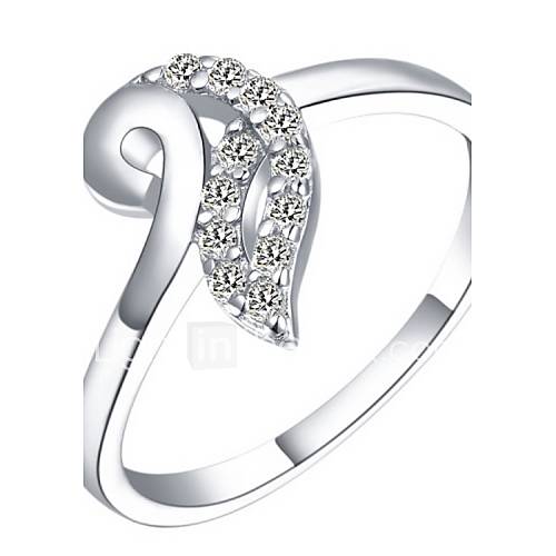 Fashionable Sliver Clear With Cubic Zirconia Hollow Womens Ring(1 Pc)