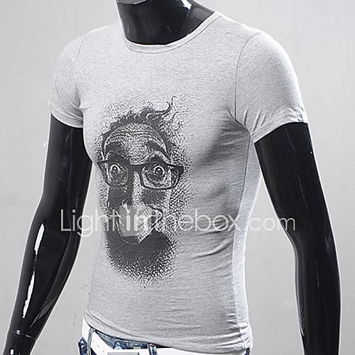 Mens Round Neck Print Short Sleeve T shirt