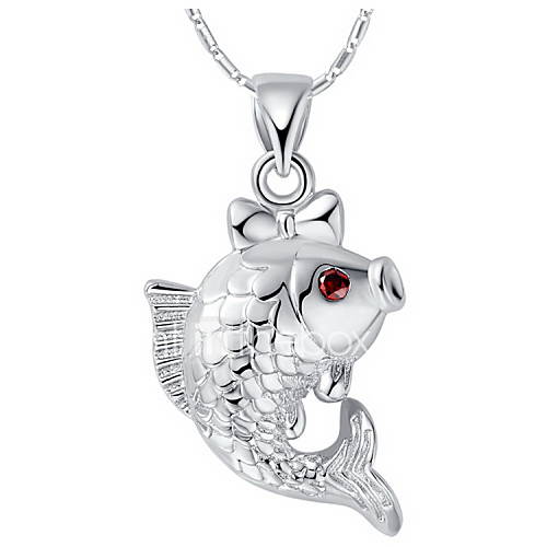 Fashion Fish Shape Silvery Alloy Womens Necklace With Rhinestone(1 Pc)