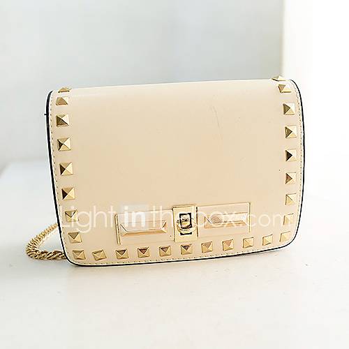 Daidai Womens Cross Pattern Rivet Basic White Shoulder Bag