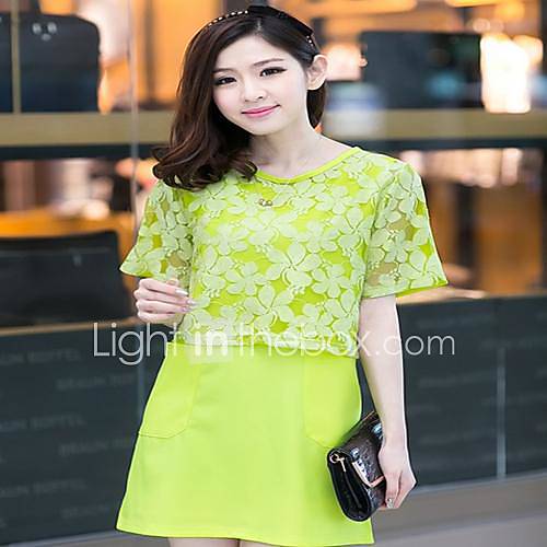 Womens Korean Version of Slim Short Sleeved Lace Mini Dresses