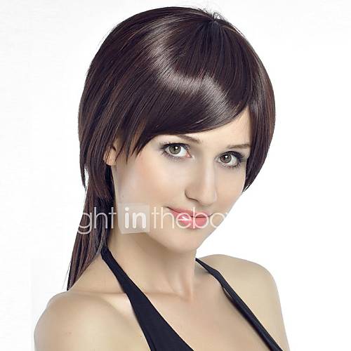 Capless Extra Long Straight Red Synthetic Wig Side Bang