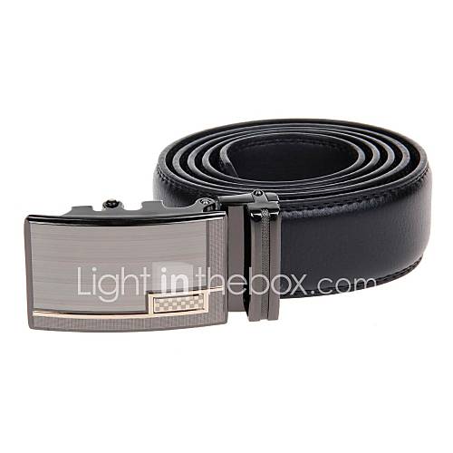 Mens Stylish Cow Split Leather Belt W/ Zinc Alloy Automatic Buckle