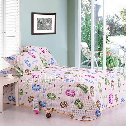 SINUOER Flax Three Piece Bedclothes Lettersabc(Screen Color)