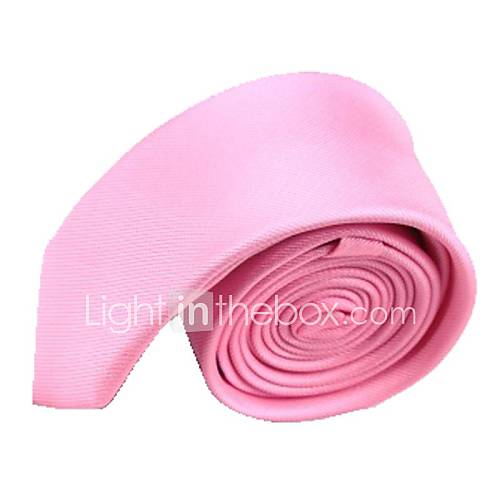 Mens Solid Colour Pink Narrow Microfibre Necktie