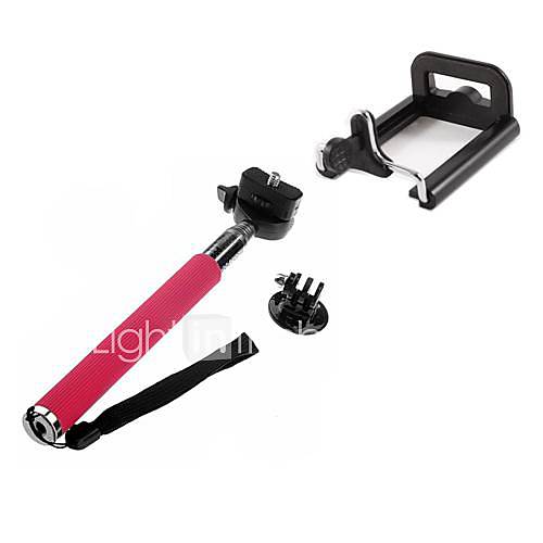 360 Degree Rotation 3 in 1 Adjustable Handheld Selfie Monopod for GoPro Hero / Cellphone   Pink