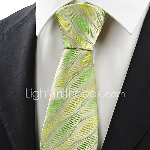 Tie New Green Ripple Wave Pattern Mens Tie Necktie Wedding Party Holiday Gift