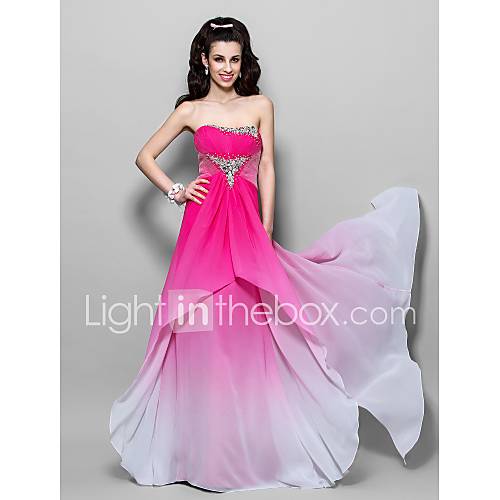 Sheath/Column Strapless Floor length Chiffon Evening Dress