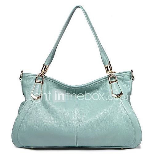 Womens Trendy Genuine Grain Leather Handbags Linning Color on Random