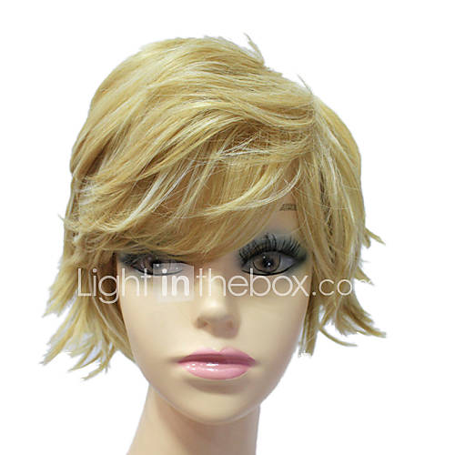 Capless Synthetic Short Light Golden Full Wig