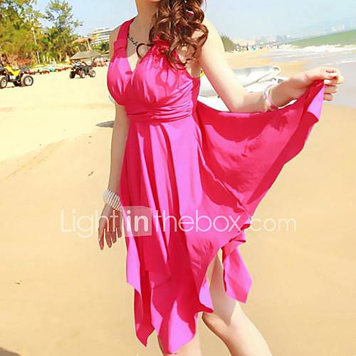 Womens Pure Color Conjoined Skirt Elegant Style Nylon and Spandex Two Pieces Swimsuit