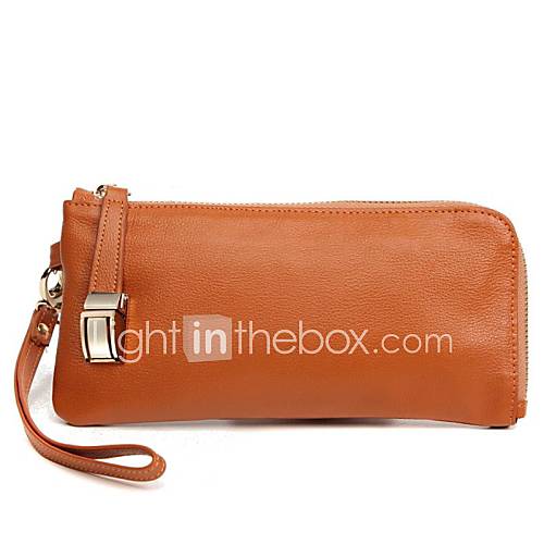 Womens Genuine Grain Leather Cauasl Wallet Linning Color on Random