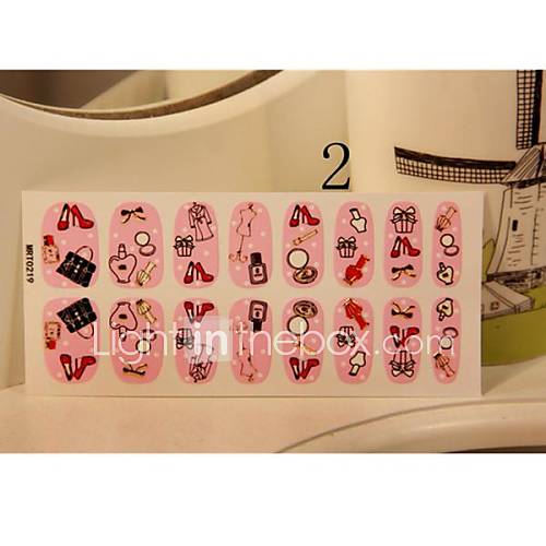 16 Pcs Long Nail Art Stickers For Party Ladies Necessity 3D Shoes Mirror