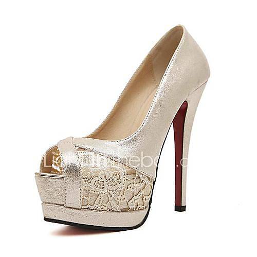 Leatherette Womens Stiletto Heel Peep Toe Pumps/Heels with Ruffles Shoes(More Colors)