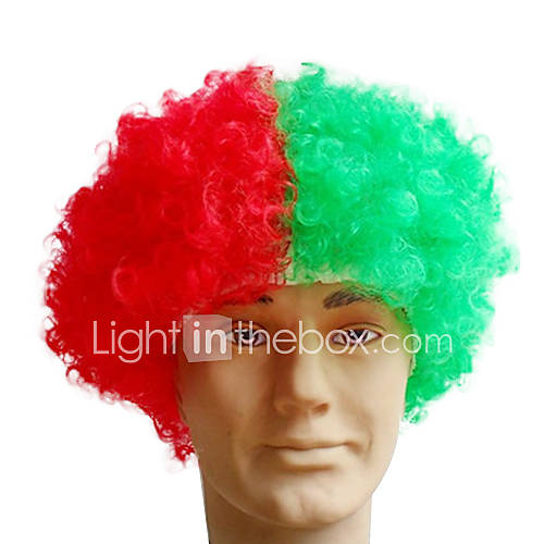 Black Afro Wig Fans Bulkness Cosplay Christmas Halloween Wig Portugal Flag Wig 1pc/lot