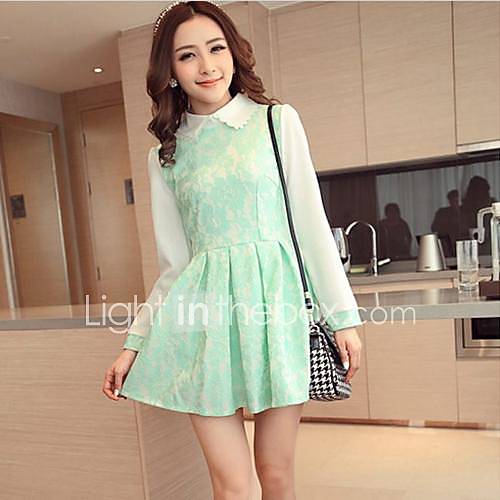 Womens Lace Long Sleeve Mini Dress