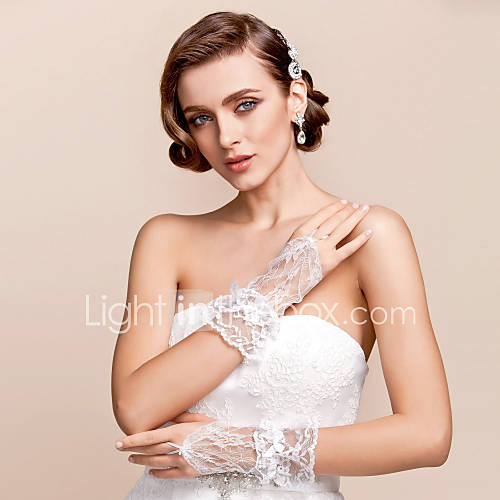 Lace Wrist Length Fingerless Bridal Gloves (More Colors)