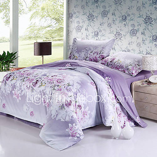 Mainstream Sea Of Flowers Pure Cotton 4 PCS Set Bedding