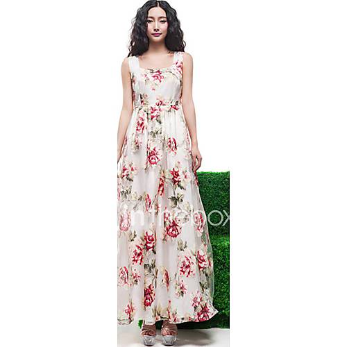 Swd Embroidered Mesh Floral Printing Dress (Red)