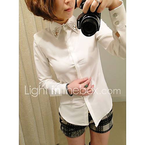 Meitiantian Diamond Neck Chiffon Bottoming Shirt (White)