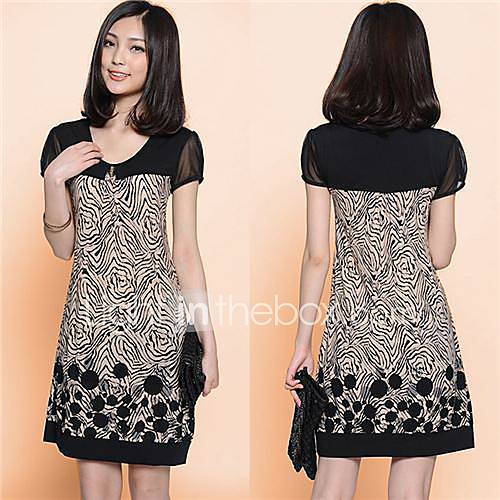 New Summer Han Edition Big Yards Dress Loose Dress with Short Sleeves Summer Skirt