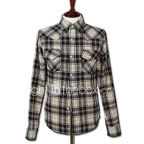 Mens Check Slim Long Sleeve Shirt