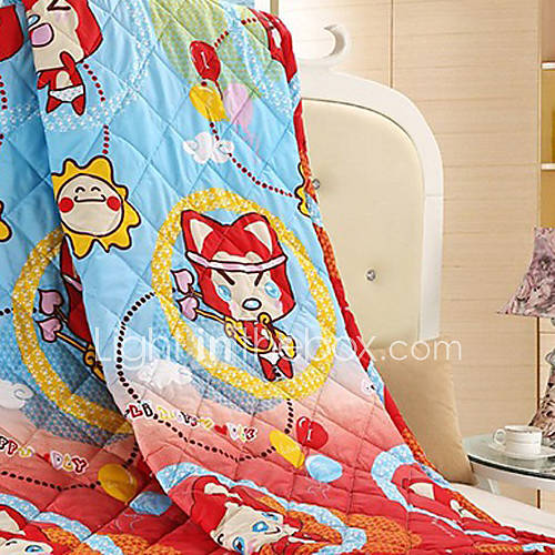 Luolaiya Raccoon Dog Small Imitation Cotton Printing Summer Cool Quilt (Screen Color)